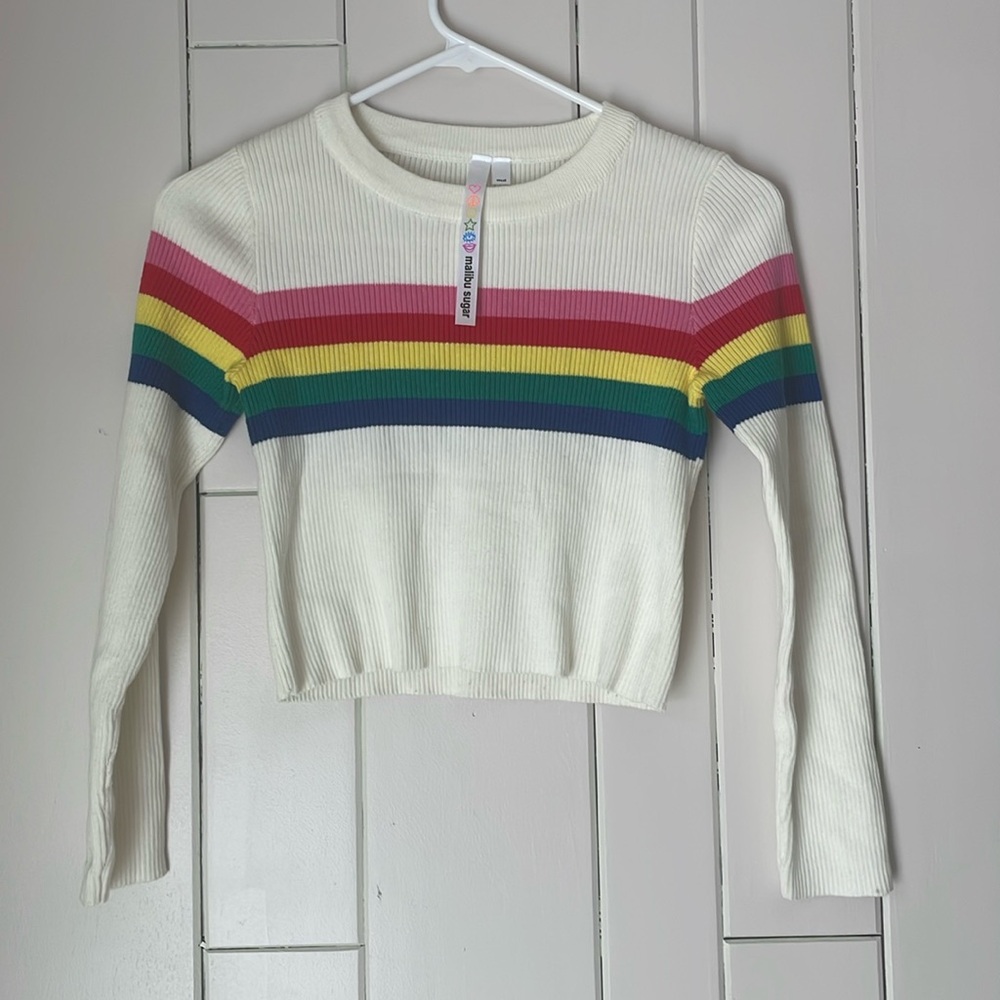 Malibu Sugar Rainbow crop Sweater size medium M